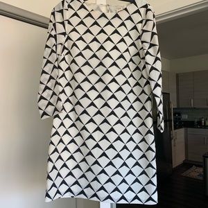J. Crew black and white patterned shift dress